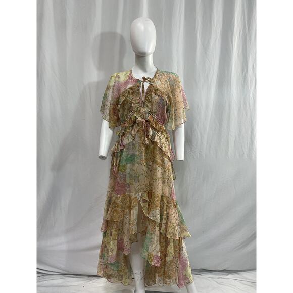 Misa Los Angeles 'Alana' Brown Chiffon Dress Size S - Picture 2 of 5